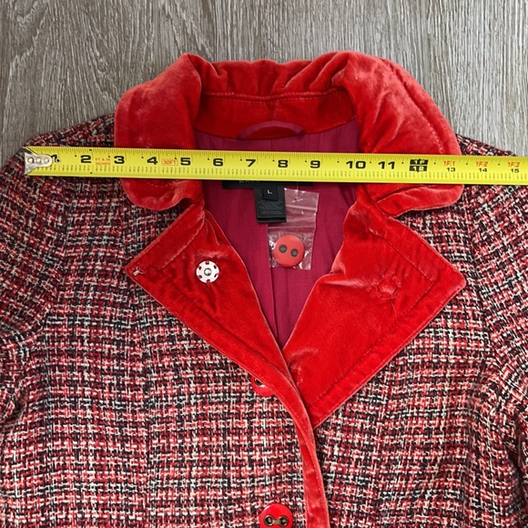MARC JACOBS TWEED AND VELVET 100% wool JACKET SZ L - Picture 11 of 16